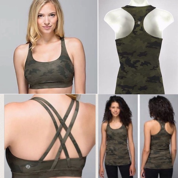 Lululemon RARE SET Camo Tank Top & Flow Bra Size 4 - Picture 2 of 8